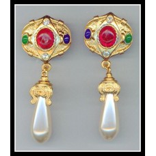 Multicoloured Pearl Drop Earrings